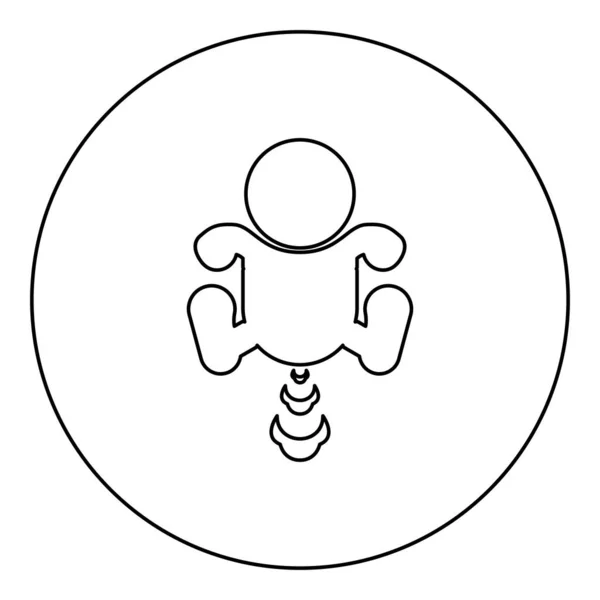 儿童放屁的图标圆形圆形圆形黑色矢量图形轮廓线条细细的样式简单 — 图库矢量图片