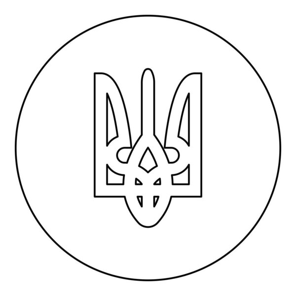 Emblem of Ukraine icon in circle round black color vector illustration image outline contour line thin style simple
