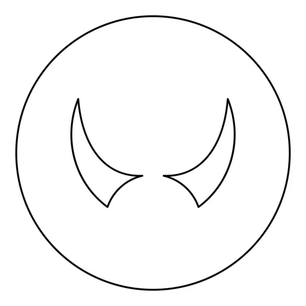 地獄から悪魔の角モンスターの角ハロウィンカーニバルのコンセプト悪魔悪魔悪のアイコン円丸みを帯びた黒のベクトルイラスト画像アウトライン輪郭線シンプルなスタイル — ストックベクタ