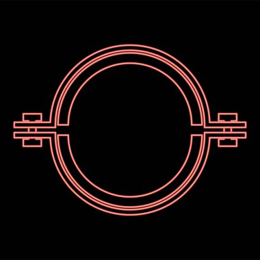 Lastik bantlı neon metal klemp kırmızı renkli vektör illüstrasyon düz resim tarzı ışık