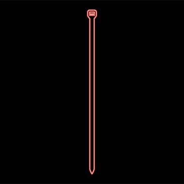 Neon kablo bağı zip inşa malzemesi kırmızı renk çizimi düz stil ışık