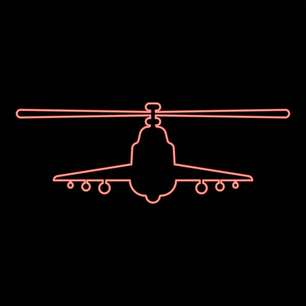 Neon Torjumiseksi Helikopteri Hyökkäys Sotilaallinen Konsepti Tarkastella Edessä Punainen Väri — vektorikuva