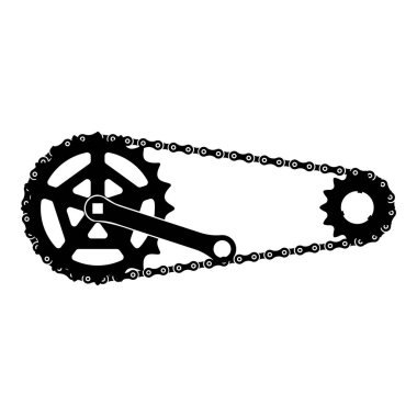 Chain bicycle link bike motorcycle two element crankset cogwheel sprocket crank length with gear for bicycle cassette system bike icon black color vector illustration image flat style simple clipart