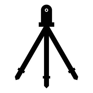 Yapıcı inşaat aracı simgesi siyah renk vektör illüstrasyon basit düz resim biçimi için tripod mühendislik ekipman aygıtı üzerine lazer seviyesi ölçüm binası