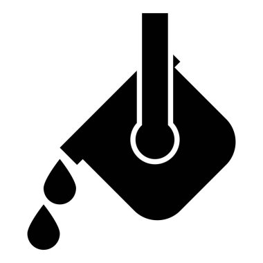 Kepçeden dökülen erimiş metal metal metal erimesi demir metalurji dökümhanesi konsepti metal döküm süreci simgesi siyah renk vektör illüstrasyon görüntüsü düz stili