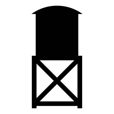 Su kulesi sanayi tankı simgesini yükseltti siyah renk vektör illüstrasyon resmi düz biçimli