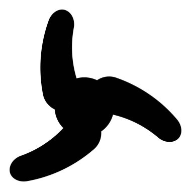 Geminin pervane fan türbininin vidası üç bıçaklı simge siyah renk vektör resimleme düz stili