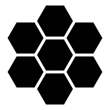 Altıgen teknoloji konsepti altıgen altı öge arı sota geometrisi altı kenarlı çokgen simgesi siyah renk vektör illüstrasyon düz resim biçimi