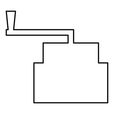 Millstone elle kumandalı eski taş değirmeni un üretimi kabzası olan tahıl öğütücü çizgi çizgisi simgesi siyah renk çizim resmi ince düz düz stil