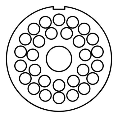 Et öğütücü tabak öğütücü aygıtı için ızgara et kafes süzgeci dış hat çizgisi simgesi siyah renk vektör illüstrasyon görüntüsü ince düz stil