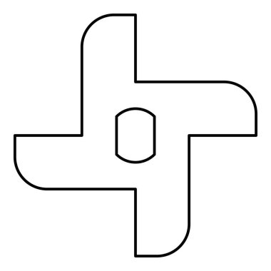 Kıyma makinesi, doğrayıcı, doğrayıcı, aksesuar, yedek bileşen, dış hatlar, siyah renk vektör, resim, ince düz düz stil.