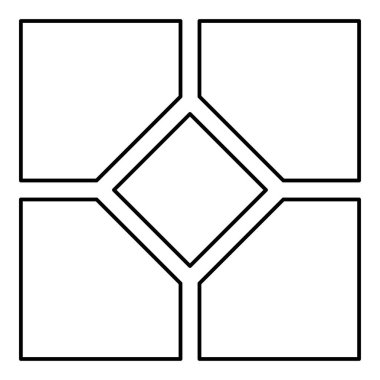 Seramik fayans döşeme levhası dış hat çizgisi simgesi siyah renk vektör illüstrasyon görüntüsü ince düz düz biçim