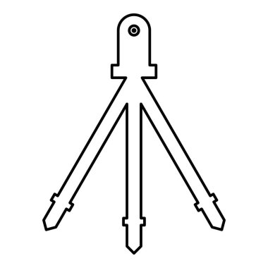 Yapıcı inşaat aracı için üç ayaklı mühendislik teçhizat aygıtı üzerine lazer seviyesi ölçü birimi oluşturma. Çizgi ana hatları simgesi siyah renk çizim resmi ince düz düz stil