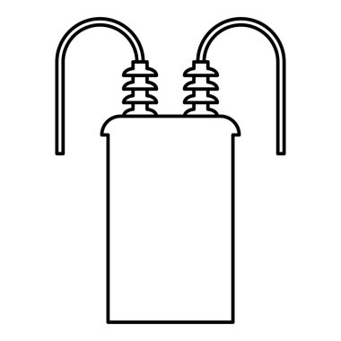 Elektrik trafosu yüksek gerilimli alt uzay enerji hattı dış hat simgesi siyah renk vektör illüstrasyon görüntüsü ince düz düz biçim
