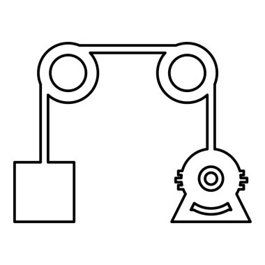 Yerçekimi motoru dış hat çizgisi simgesi siyah renk vektör illüstrasyon görüntüsü ince düz biçim