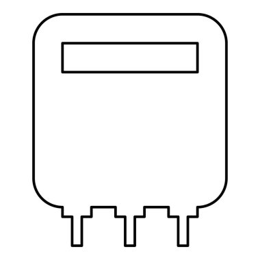 Elektrik metre ev elektriği, tüketim ekipmanları ölçen enerjiyi sayar. Dış hatlar çizgisi simgesi siyah renk illüstrasyon resmi ince düz düz stil