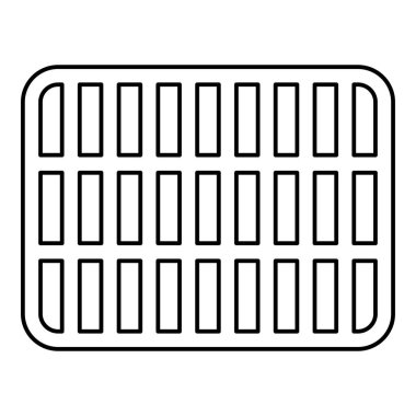 Izgara kafes kafesi ağı ızgara ızgara ızgara yüzey dikdörtgen şekil yuvarlaklık dış hat çizgisi simge siyah renk çizim resmi ince düz düz biçim