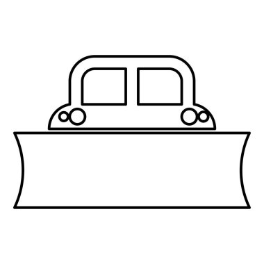 Kar temizleyici kar temizleme aracı kar küreme aracı temizleme aracı donanımlı kış karayolu servis ekipmanları temiz çevre çizgisi ikonu siyah renk vektör ilüstrasyon resmi ince düz düz stil