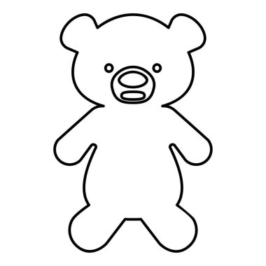 Oyuncak peluş ayı şirin bebek hatları dış hat simgesi siyah renk vektör illüstrasyon görüntüsü ince düz düz biçim