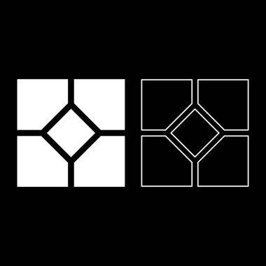 Seramik fayans döşeme taşı simgesi beyaz renk vektör illüstrasyon resmi basit düz çizgi dış hatları ince düz