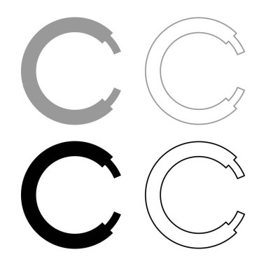 Araba seti simgesi için halat hattı Hawser kablo elektrik çember şekli gri siyah renk vektör çizimi basit düz çizgi dış hatları ince düz biçim