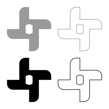 Kıyma makinesi, doğrayıcı, aksesuar, yedek parça simge, siyah renk, çizim, düz çizgi, ince düz çizgi.