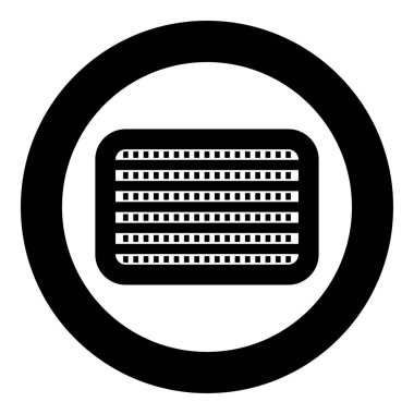 Car radiator vehicle service car parts detail concept icon in circle round black color vector illustration image solid outline style simple