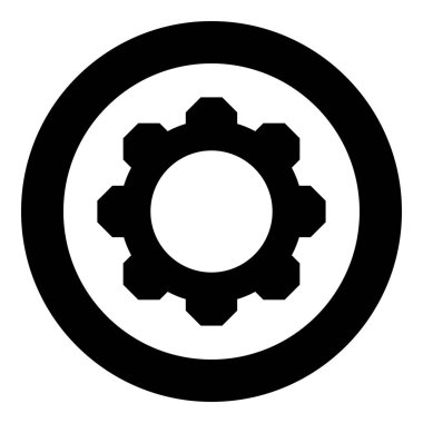 Gear cogwheel icon in circle round black color vector illustration image solid outline style simple