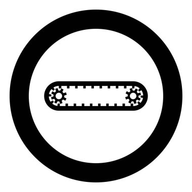 Strap for engine toothed drive belt for gears cambelt timing gas distribution mechanism icon in circle round black color vector illustration image solid outline style simple