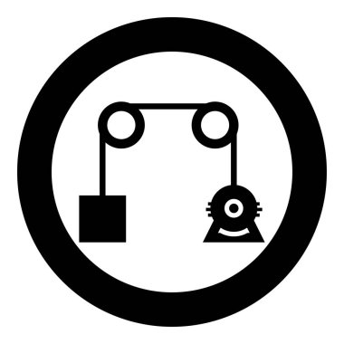 Yerçekimi motor simgesi dairesel siyah renk vektör illüstrasyon resmi katı dış hat biçimi basit