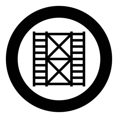 Prefabrik yapı iskeleti zeminleri. Daire şeklinde iki ikon. Siyah renk vektör illüstrasyon şekli.