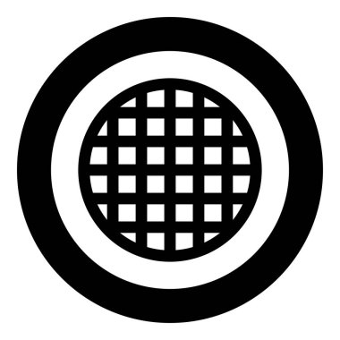 Grating grate lattice trellis net mesh BBQ grill grilling surface round shape icon in circle round black color vector illustration image solid outline style simple