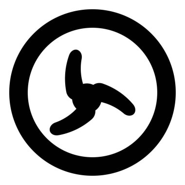 Screw of ship propeller fan turbine three-bladed icon in circle round black color vector illustration image solid outline style simple
