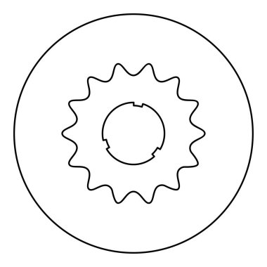 Cogset Spriket Bisiklet Yıldızı dişli dişli dişli dişli dişli dişli dişli dişli dişli çark siyah renkli vektör çizimi çizim çizgisi ince biçimli