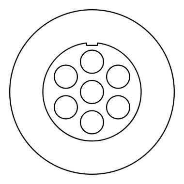 Et öğütücü tabak öğütücü için ızgara et kafesi simgesi sığ büyüyen siyah renk vektör illüstrasyon çizgisi ince çizgi çizgisi basit