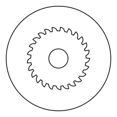 Yuvarlak bıçak değirmen taşı dairesel disk simgesi dairesel siyah renk vektör illüstrasyon çizim çizgisi ince çizgi biçimi basit
