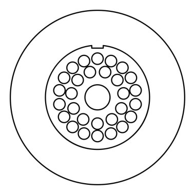 Et öğütücü tabak öğütücü için ızgara et kafesi simgesi sığ büyüyen siyah renk vektör illüstrasyon çizgisi ince çizgi çizgisi basit