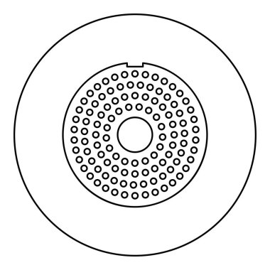 Et öğütücü tabak öğütücü için ızgara et kafesi simgesi sığ büyüyen siyah renk vektör illüstrasyon çizgisi ince çizgi çizgisi basit