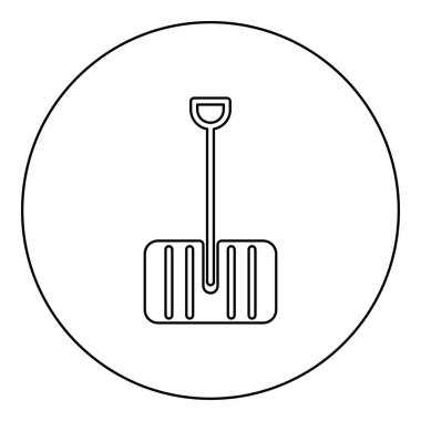 Kış küreği temizleme simgesi yuvarlak siyah renk vektör illüstrasyon resim dış hatları ince biçimli basit