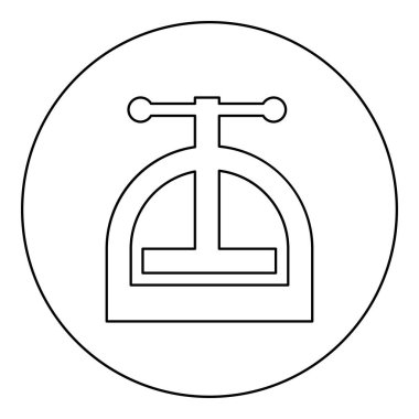 El ile simgeye dairesel siyah renk vektör illüstrasyon resim anahat ince çizgi biçimi basit
