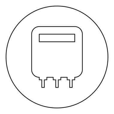 Elektrik metre ev elektriği, tüketim ekipmanı ikonunun dairesel yuvarlak siyah renk vektör illüstrasyon çizim çizgisi ince çizgi şeklindeki enerjisini hesaplar