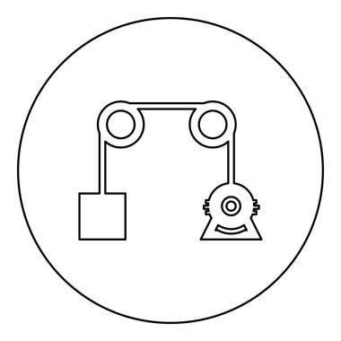 Yerçekimi motor simgesi dairesel siyah renk vektör illüstrasyon resim anahat ince çizgi biçimi basit