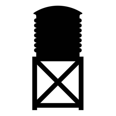 Su kulesi depolama endüstriyel yapı ikonu siyah renk vektör illüstrasyon resmi düz biçim