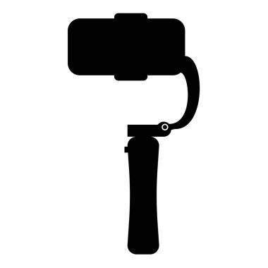Akıllı telefon kameralı cep telefonu için Gimbal mobil dengeleyici sabit kamera siyah renk vektör resimleme basit düz stili