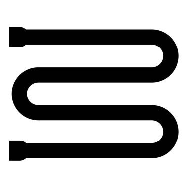 Isıtılmış havlu kurutma makinesi banyo ekipmanı simgesi siyah renk vektör illüstrasyon resmi düz biçimli