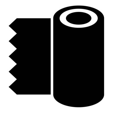 Kağıt havlu rulo kullan-at duvar kağıdı kumaşı kumaş ofis ekipmanı simgesi siyah renk vektör illüstrasyon basit düz resim