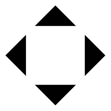 Merkezdeki sembol simgesinden dört ok simgesi siyah renk vektör illüstrasyon basit düz resim biçimi