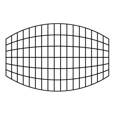 Projeksiyon ızgarasında dikdörtgen işaretlenmiş simge siyah renk vektör resimleme düz biçimi