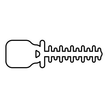 Çalı biçme çim biçme bahçe işi konsepti için çalı biçme makası dış hat çizgisi simgesi siyah renk vektör illüstrasyon görüntüsü ince düz düz biçim