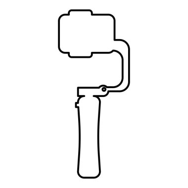 Akıllı telefon kameralı cep telefonu için Gimbal mobil dengeleyici sabit kamera hatları ana hat simgesi siyah renk illüstrasyon görüntüsü ince düz düz biçim